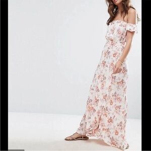 Flynn Skye Pink Floral Off-Shoulder Bella Maxi Dress NWT